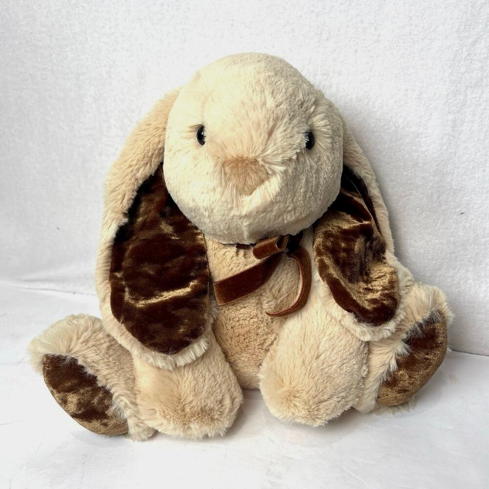 Aurora Pierre Bunny Rabbit Plush Super Soft Tan Velvet Floppy Ears Bow Soft 2021